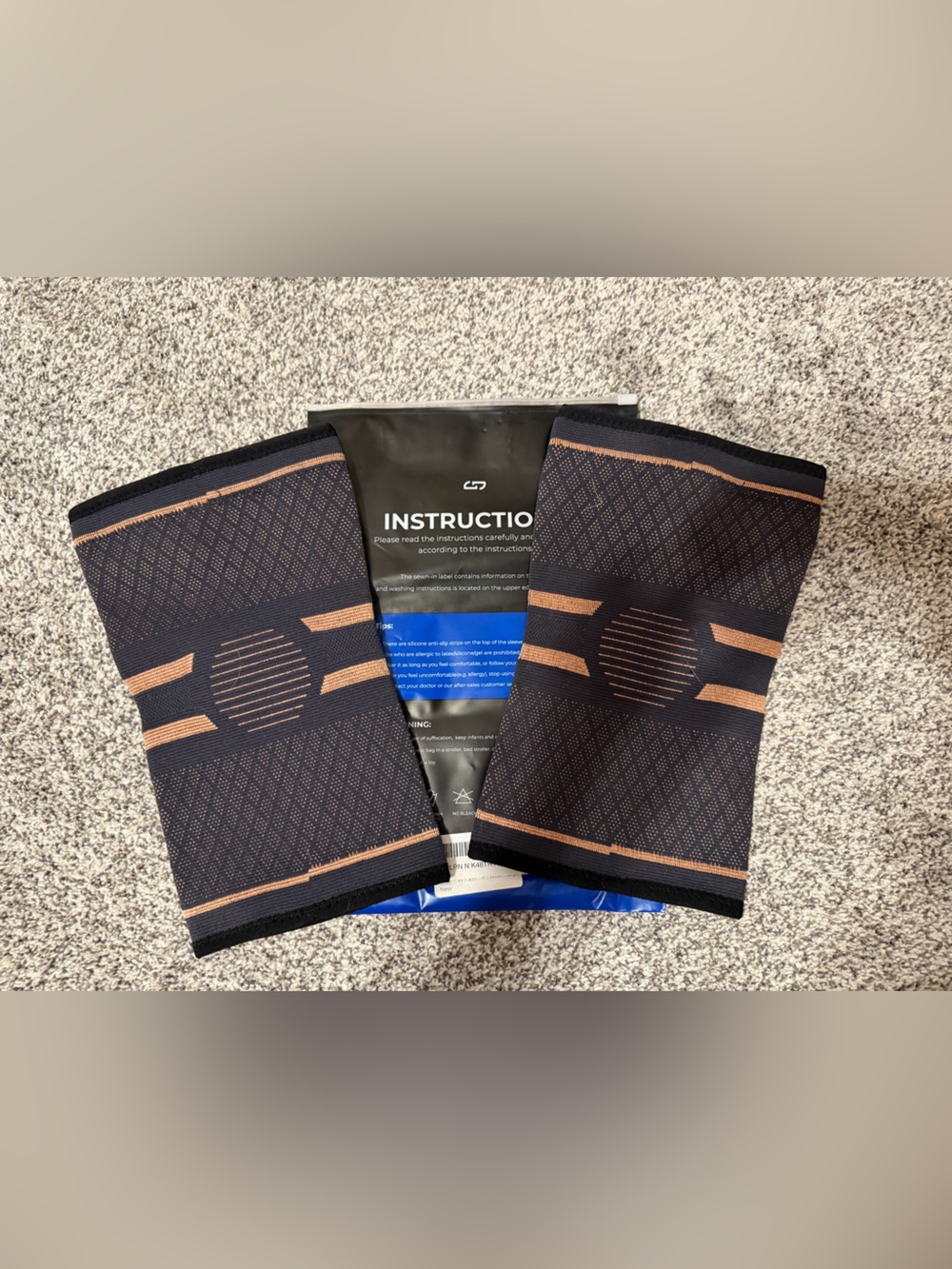 Compression Knee Sleeves - Black with Copper Stripes